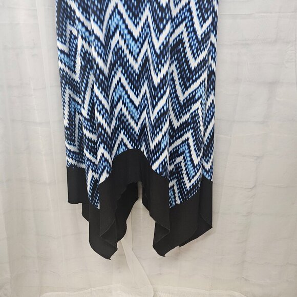 Avenue Blue White Chevron Aztec Sleeveless Midi Dress Beaded Boho 22/24 - Picture 6 of 13